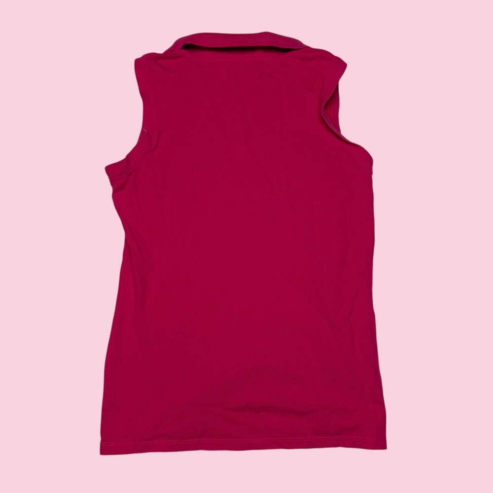 Diadora Women Magenta Pink Sleeveless Polo Shirt Sporty Top Size M - Picture 2 of 5